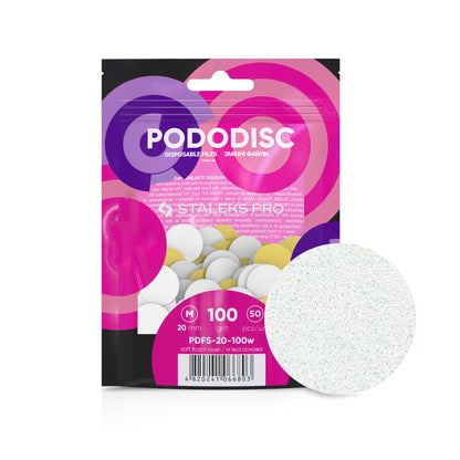 Expert White Disposable Files with Soft Foam Layer for PODODISC M Expert, Grit 100 (50 pcs)
